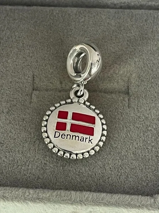 Pandora Denmark Flag Exclusive Charm Pendant - Picture 1 of 4